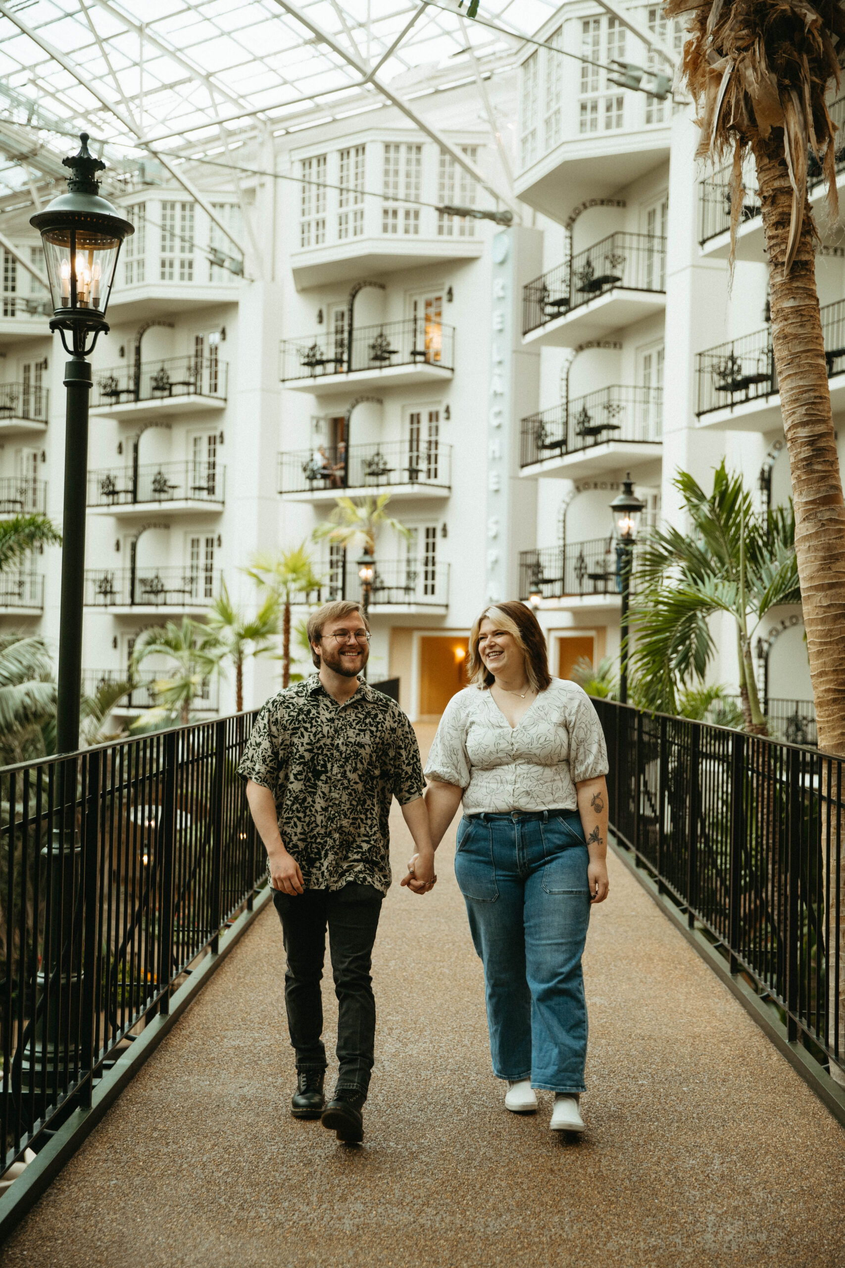 couple's engagement photos at the Gaylord Opryland Resort & Hotel in Nashville Tennessee