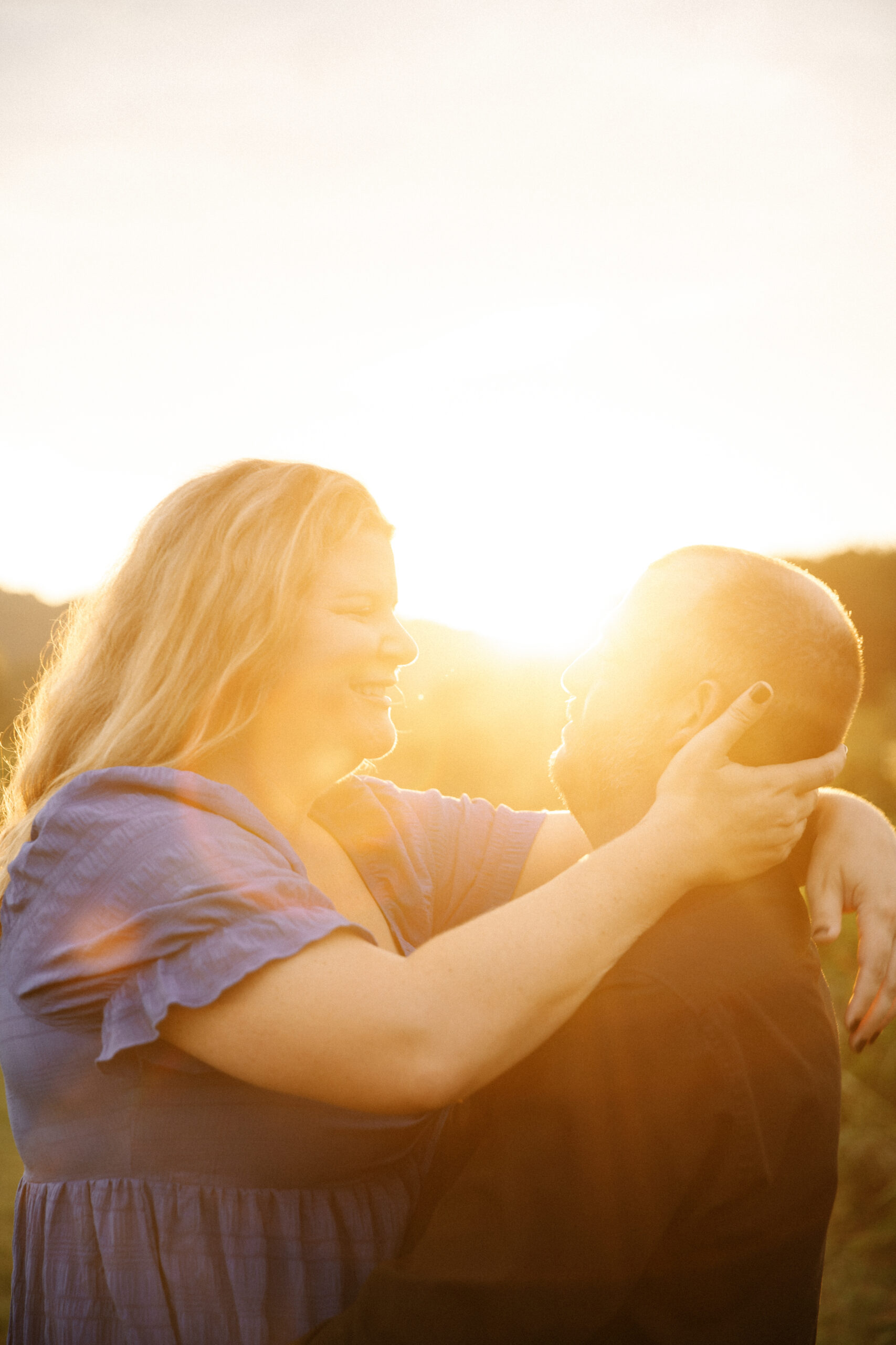 couple at bell's bend outdoor center in nashville, tennessee for their engagement photos